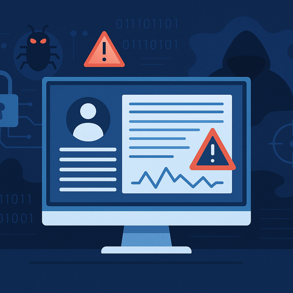 Cybersecurity dashboard highlighting missing user activity logs and real-time threat detection, representing the lack of monitoring in UK SMEs.